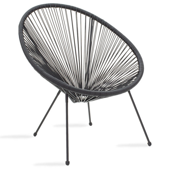 Πολυθρόνα Acapulco μεταλλο-pe rattan σε μαύρη απόχρωση 68.5x74.5x84εκ **