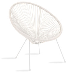 Πολυθρόνα Acapulco μεταλλο-pe rattan σε λευκή απόχρωση 68.5x74.5x84εκ **