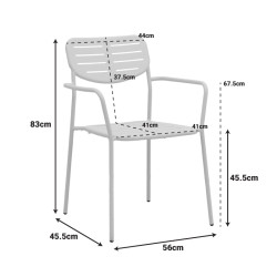 Πολυθρόνα Deraby στοιβαζόμενη κρεμ μέταλλο 56x45.5x83εκ **