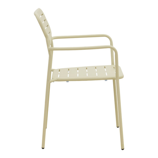 Πολυθρόνα Deraby στοιβαζόμενη κρεμ μέταλλο 56x45.5x83εκ **