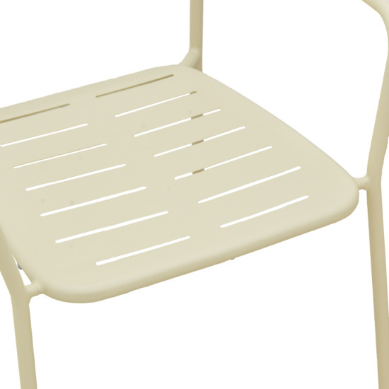Πολυθρόνα Deraby στοιβαζόμενη κρεμ μέταλλο 56x45.5x83εκ **