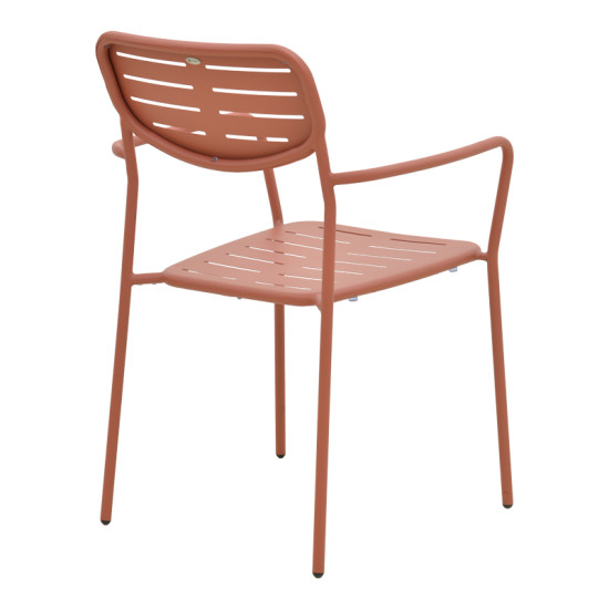 Πολυθρόνα Deraby στοιβαζόμενη terracotta μέταλλο 56x45.5x83εκ **