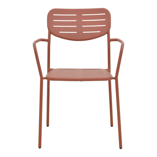 Πολυθρόνα Deraby στοιβαζόμενη terracotta μέταλλο 56x45.5x83εκ **