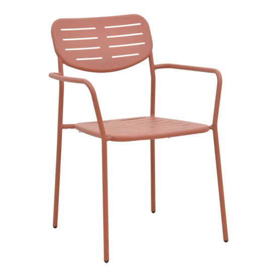 Πολυθρόνα Deraby στοιβαζόμενη terracotta μέταλλο 56x45.5x83εκ **