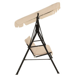 Κούνια κήπου Globo μέταλλο μαύρο-ύφασμα μπεζ 170x110x153εκ **