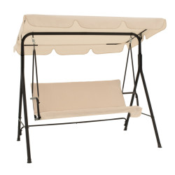 Κούνια κήπου Globo μέταλλο μαύρο-ύφασμα μπεζ 170x110x153εκ **