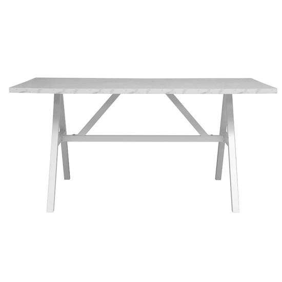 Τραπέζι Alarick λευκό μαρμάρου-πόδι λευκό 160x90x76εκ