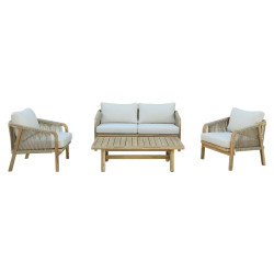 Σαλόνι κήπου Malibu μασίφ ξύλο ακακίας-ύφασμα μπεζ **