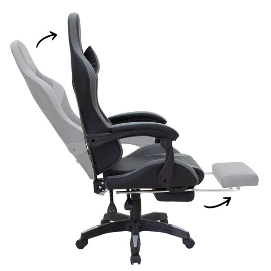 Καρέκλα γραφείου gaming με υποπόδιο Moza PU μαύρο-γκρι
