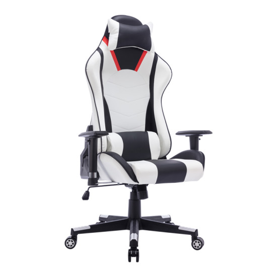 Καρέκλα γραφείου gaming Mazol pu μαύρο-λευκό 66x56x135εκ
