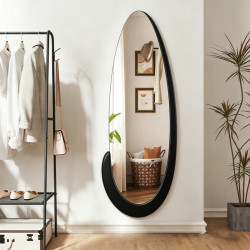 Καθρέπτης οβάλ Marly μαύρο MDF 50.5x4x127εκ **