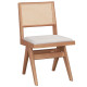Καρέκλα Winslow ξύλο rubberwood ανοικτό καρυδί-pvc rattan φυσικό-ύφασμα γκρι - 2τμχ. **