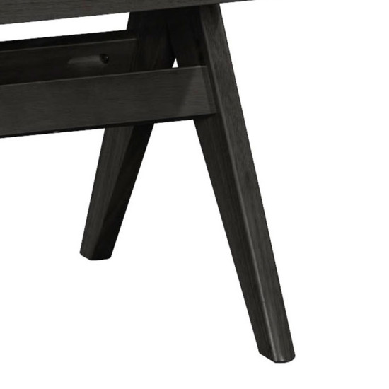 Καρέκλα Winslow ξύλο rubberwood μαύρο-pvc rattan φυσικό-ύφασμα γκρι - 2τμχ. **