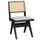 Καρέκλα Winslow pakoworld ξύλο rubberwood μαύρο-pvc rattan φυσικό-ύφασμα γκρι - 2τμχ.