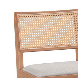 Σκαμπό bar Winslow ξύλο rubberwood ανοικτό καρυδί-pvc rattan φυσικό-ύφασμα γκρι 44.5x46x98εκ - 2τμχ. ** Σκαμπό bar Winslow ξύλο rubberwood ανοικτό καρυδί-pvc rattan φυσικό-ύφασμα γκρι 44.5x46x98εκ - 2τμχ. **