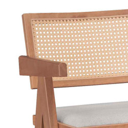 Σκαμπό bar Winslow ξύλο rubberwood ανοικτό καρυδί-pvc rattan φυσικό-ύφασμα γκρι - 2τμχ. ** Σκαμπό bar Winslow ξύλο rubberwood ανοικτό καρυδί-pvc rattan φυσικό-ύφασμα γκρι - 2τμχ. **
