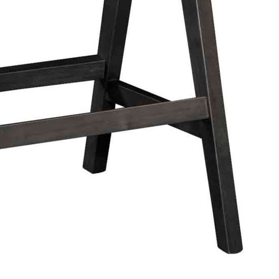 Σκαμπό bar Winslow ξύλο rubberwood μαύρο-pvc rattan φυσικό-ύφασμα γκρι - 2τμχ. **