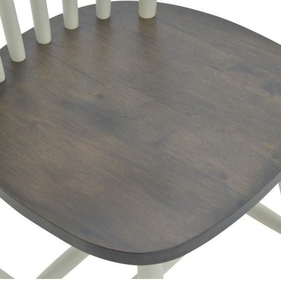 Καρέκλα Larus pakoworld φυσικό ξύλo rubberwood ανθρακί-λευκό 50x49x90εκ. - 2τμχ.