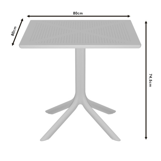 Τραπέζι Groovy PP λευκό 80x80x74.5εκ