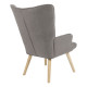 Πολυθρόνα Fluffy ύφασμα γκρι-πόδι rubberwood φυσικό 75x69x96εκ **