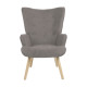 Πολυθρόνα Fluffy ύφασμα γκρι-πόδι rubberwood φυσικό 75x69x96εκ **