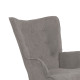 Πολυθρόνα Fluffy ύφασμα γκρι-πόδι rubberwood φυσικό 75x69x96εκ **