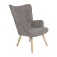 Πολυθρόνα Fluffy ύφασμα γκρι-πόδι rubberwood φυσικό 75x69x96εκ **