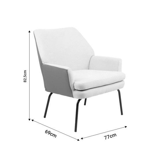 Πολυθρόνα Kieran ύφασμα γκρι- πόδι μαύρο 77x69x82.5εκ **