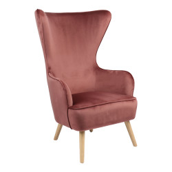 Μπερζέρα Byfon σάπιο μήλο βελούδο-πόδι rubberwood σε φυσική απόχρωση 76x83x117εκ **