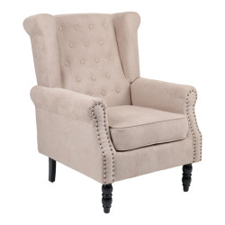 Πολυθρόνα Piore μπεζ ύφασμα και πόδι rubberwood σε μαύρη απόχρωση 77x80x106εκ **