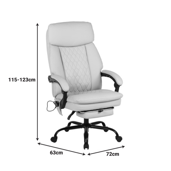 Καρέκλα γραφείου διευθυντή Sedici με μηχανισμό massage- pu μπεζ 72x63x115-123εκ **