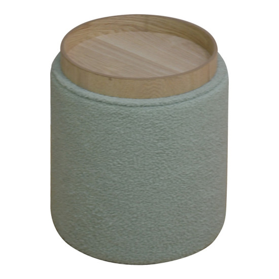 Σκαμπό-μπαούλο Batur μπουκλέ ύφασμα σε χακί απόχρωση Φ34x38εκ **