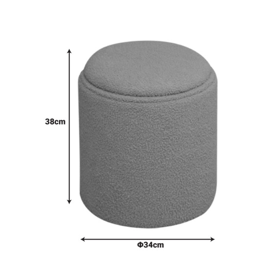 Σκαμπό-μπαούλο Batur μπουκλέ ύφασμα σε χακί απόχρωση Φ34x38εκ ** Σκαμπό-μπαούλο Batur μπουκλέ ύφασμα σε χακί απόχρωση Φ34x38εκ **