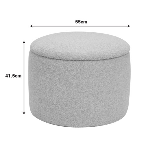 Σκαμπό-μπαούλο Roundy μπουκλέ ύφασμα σε μπεζ απόχρωση Φ55x41.5εκ ** Σκαμπό-μπαούλο Roundy μπουκλέ ύφασμα σε μπεζ απόχρωση Φ55x41.5εκ **