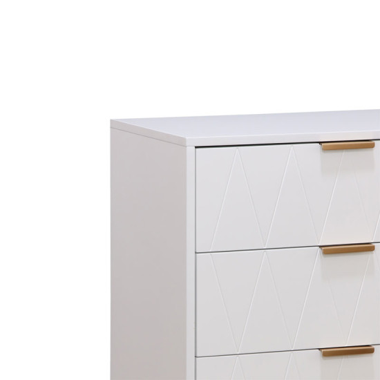Συρταριέρα Culture με 4 συρτάρια λευκό-χρυσό 60x34x91εκ