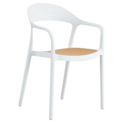 Πολυθρόνα Ember στοιβαζόμενη με UV protection PP μπεζ- λευκό 52.5x56.5x81εκ. **