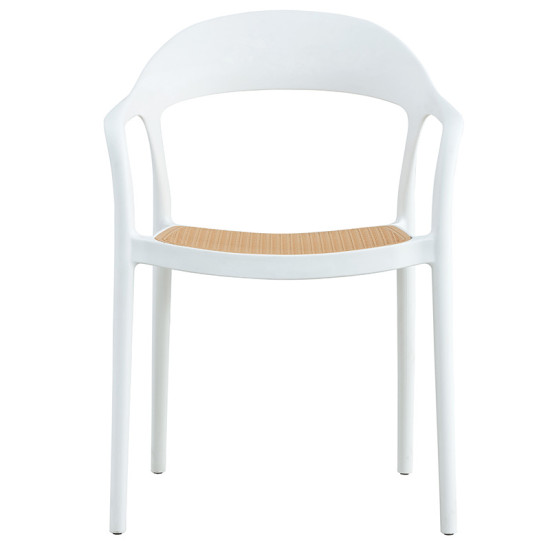 Πολυθρόνα Ember στοιβαζόμενη με UV protection PP μπεζ- λευκό 52.5x56.5x81εκ. **