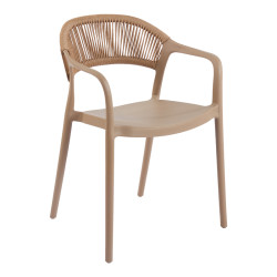 Πολυθρόνα Ankara στοιβαζόμενη pp-pe rattan σε μόκα-φυσική απόχρωση 54x55.5x77εκ **