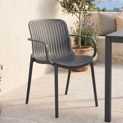 Πολυθρόνα Teragi στοιβαζόμενη pp με UV protection ανθρακί 59x57x82εκ **