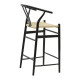 Bar stool Wishbone  black beech wood-natural rope 53x54x107cm **