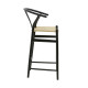 Bar stool Wishbone  black beech wood-natural rope 53x54x107cm **
