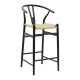 Bar stool Wishbone  black beech wood-natural rope 53x54x107cm **