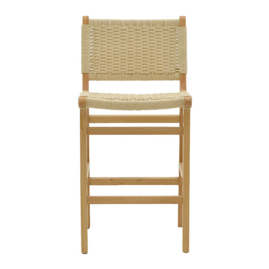 Σκαμπό μπαρ Julien rubberwood φυσικό-έδρα φυσικό σχοινί 45x46x95εκ **
