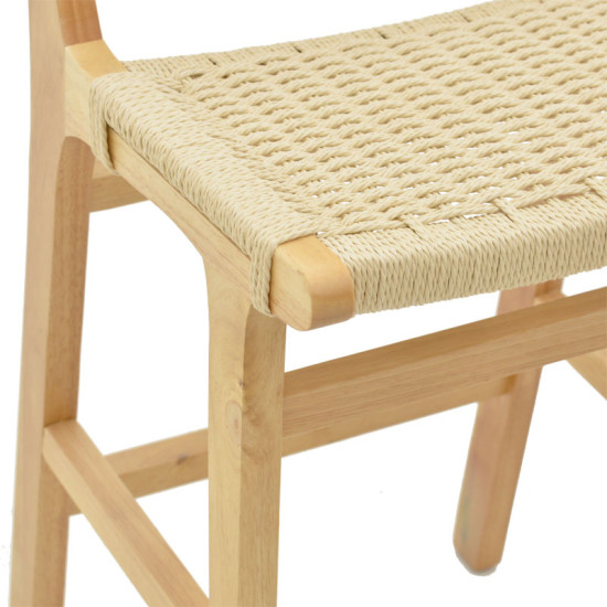 Σκαμπό μπαρ Julien rubberwood φυσικό-έδρα φυσικό σχοινί 45x46x95εκ **