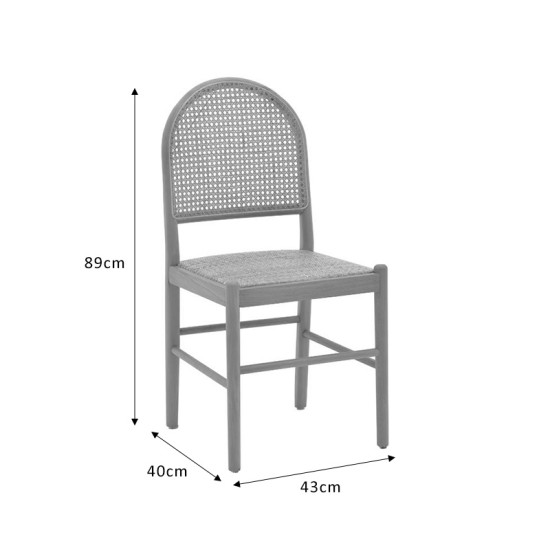 Καρέκλα Alessia ξύλο οξιάς-rattan φυσικό 43x40x89εκ