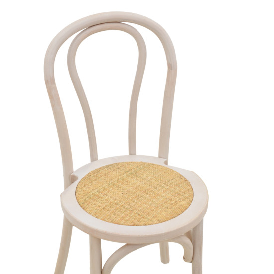 Καρέκλα Azhel white wash ξύλο οξιάς-έδρα φυσικό rattan 41x50x89εκ