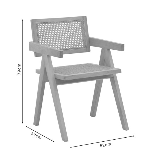 Πολυθρόνα Kalen pakoworld φυσικό rubberwood 52x59x79εκ