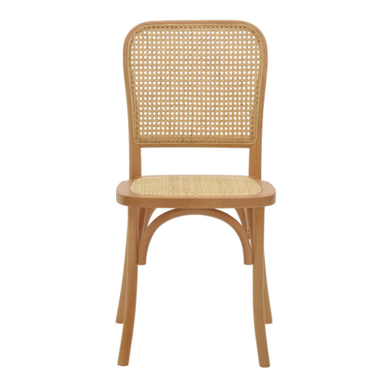Καρέκλα Kalliope pakoworld φυσικό ξύλο οξιάς-φυσικό rattan 45x50x89εκ