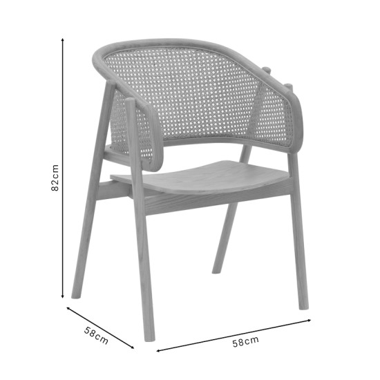 Πολυθρόνα Wenzy φυσικό Rattan - μασίφ ξύλο toon 58x58x82εκ **