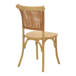 Καρέκλα Karley φυσικό ξύλο οξιάς-έδρα φυσικό rattan 48x52x89εκ **